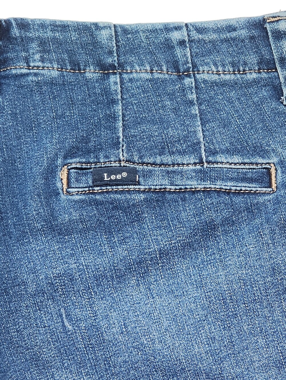 Lee Mid Rise Chino Shorts Womens Size 6 Denim Blue Stretch Casual - Picture 11 of 11